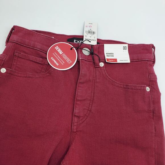 Express Bermuda High Rise Short in Burgundy Size 00 - Picture 4 of 6